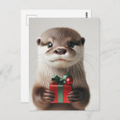 Schattige kerstotter met Cadeau Briefkaart (Voorkant / Achterkant)
