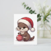 Schattige kerstotter met Ornament Briefkaart (Staand voorkant)