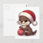 Schattige kerstotter met Ornament Briefkaart (Voorkant / Achterkant)