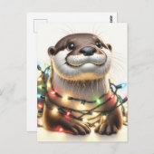 Schattige kerstotter met verlichting briefkaart (Voorkant / Achterkant)