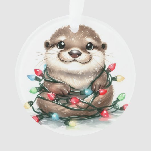 Schattige kerstotter ornament (voorkant)