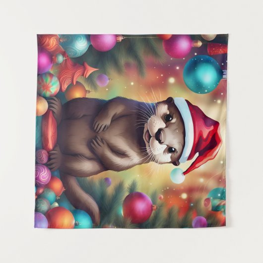 Schattige kerstotter wandkleed (Voorkant (horizontaal))