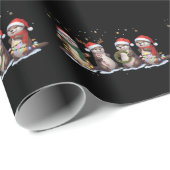 Schattige Kerstotters in Kerstmannenmutsen Grappig Cadeaupapier (Rol Hoek)
