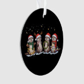 Schattige Kerstotters in Kerstmannenmutsen Grappig Ornament (voorkant)