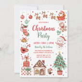 Schattige Kerstparty voor Kinderen Kaart (Voorkant)