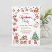 Schattige Kerstparty voor Kinderen Kaart (Staand voorkant)