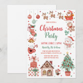 Schattige Kerstparty voor Kinderen Kaart (Voorkant / Achterkant)