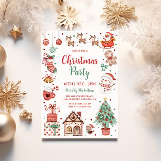 Schattige Kerstparty voor Kinderen Kaart