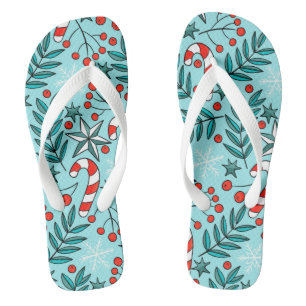 Schattige kerstpatroon blauw teenslippers