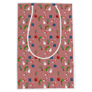 Schattige Kerstpatroon Giftzak | Sneeuwmannen Medium Cadeauzakje
