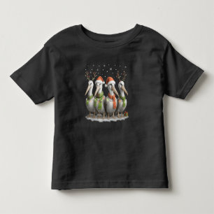 Schattige Kerstpelikaan met Kerstmannenhoed Kinder Shirts