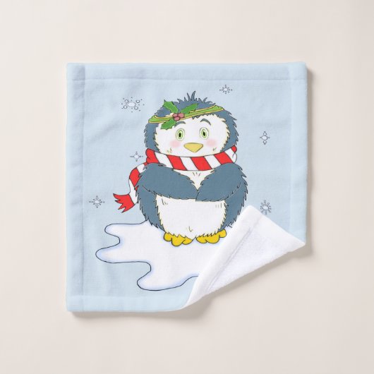 Schattige kerstpinguïn bad handdoek (Wasdoekje)