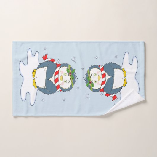 Schattige kerstpinguïn bad handdoek (Handdoek)
