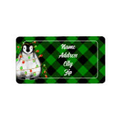 Schattige kerstpinguïn feestelijk Arctisch dier Etiket (Voorkant)