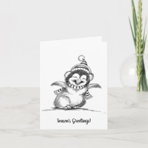 Schattige Kerstpinguïn, Gelukkig Baby Vogeltje Feestdagen Kaart