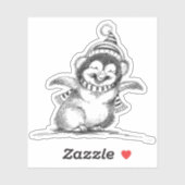 Schattige Kerstpinguïn, Gelukkig Baby Vogeltje Sticker (Vel)