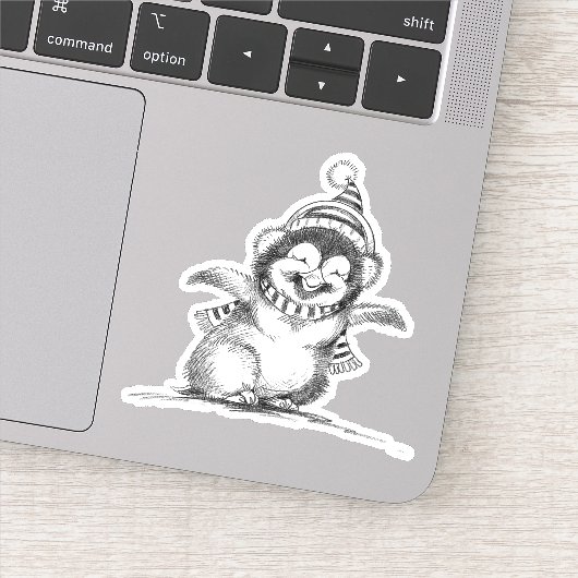 Schattige Kerstpinguïn, Gelukkig Baby Vogeltje Sticker (Detail)