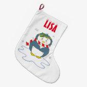 Schattige kerstpinguïn grote kerstsok (Voorkant (Hangend))