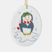 Schattige kerstpinguïn keramisch ornament (Rechts)