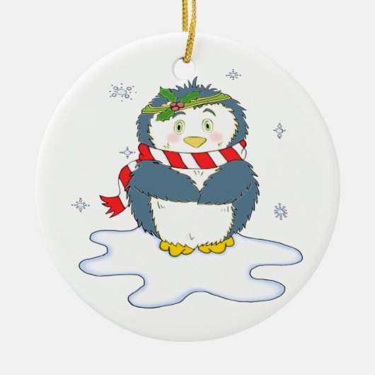 Schattige kerstpinguïn keramisch ornament (Voorkant)