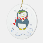Schattige kerstpinguïn keramisch ornament (Links)