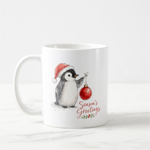 Schattige Kerstpinguïn met Ornament Koffiemok
