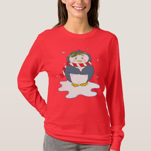Schattige kerstpinguïn t-shirt (Voorkant)