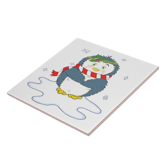 Schattige kerstpinguïn tegeltje (Zijkant)