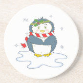 Schattige kerstpinguïn zandsteen onderzetter (Voorkant)