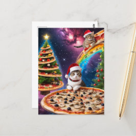 Schattige kerstpizza briefkaart