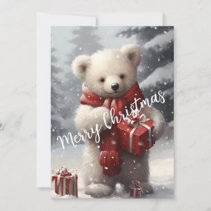 Schattige Kerstpoolbeer met Cadeaus Feestdagenkaart