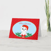 Schattige Kerstpoolbeer op Lichtblauw en Rood