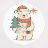 Schattige Kerstpoolbeer Scandinavische Winter Labels (Design 1)