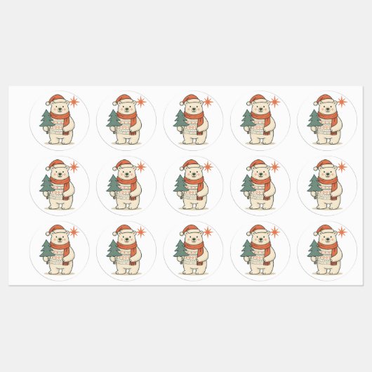 Schattige Kerstpoolbeer Scandinavische Winter Labels (Vel)