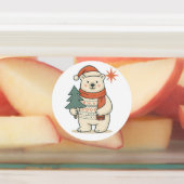 Schattige Kerstpoolbeer Scandinavische Winter Labels (Aangebracht)