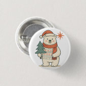 Schattige Kerstpoolbeer Scandinavische Winter Ronde Button 3,2 Cm (Voorkant /achterkant)
