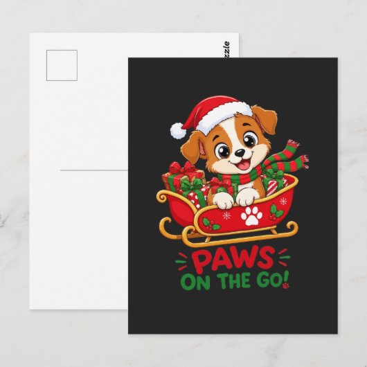 Schattige Kerstpuppy in slee Briefkaart (Voorkant / Achterkant)