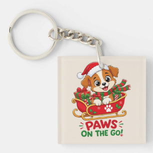 Schattige Kerstpuppy in slee Sleutelhanger