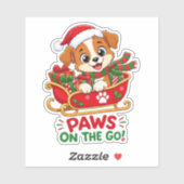 Schattige Kerstpuppy in slee Sticker (Vel)