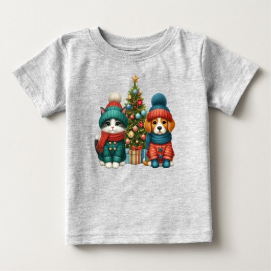Schattige Kerstpuppy & kitten (Voorkant)