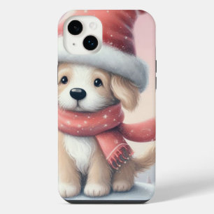 Schattige Kerstpuppy met kerstmuts
