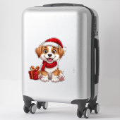 Schattige kerstpuppy met kerstmuts sticker (Koffer)