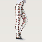 Schattige Kerstpuppy op Cadeaudoos Leggings (Rechts)