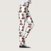 Schattige Kerstpuppy op Cadeaudoos Leggings (Rechts)