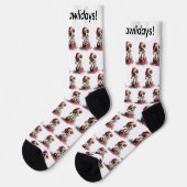 Schattige Kerstpuppy op Cadeaudoos Sokken (Links)