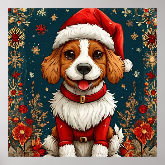 Schattige Kerstpuppy Poster (Voorkant)