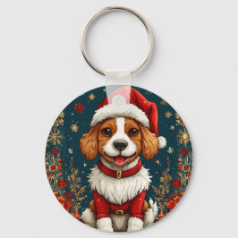 Schattige Kerstpuppy Sleutelhanger