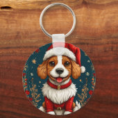 Schattige Kerstpuppy Sleutelhanger (Achterkant)
