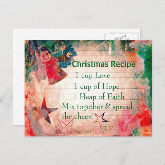 Schattige kerstrecept kerst Briefkaart (Voorkant / Achterkant)