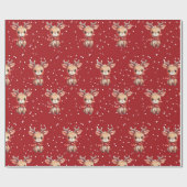 Schattige kerstrendier / gewei naadloos patroon cadeaupapier (Vlak)